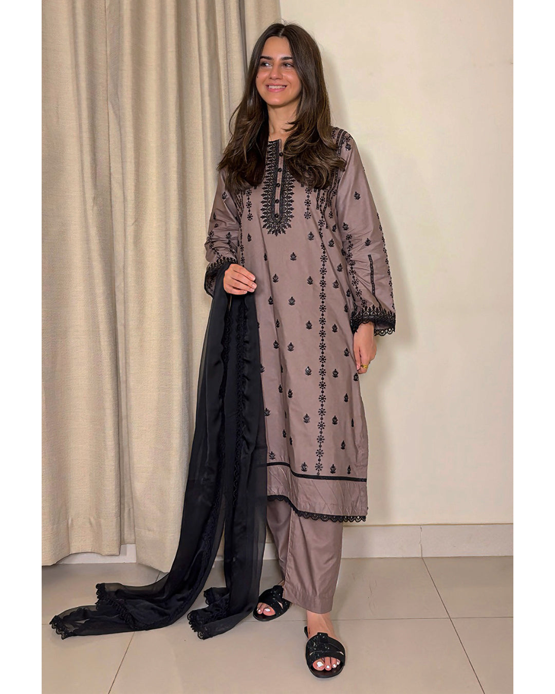 3 Piece cotton embroidered dress - KG-16