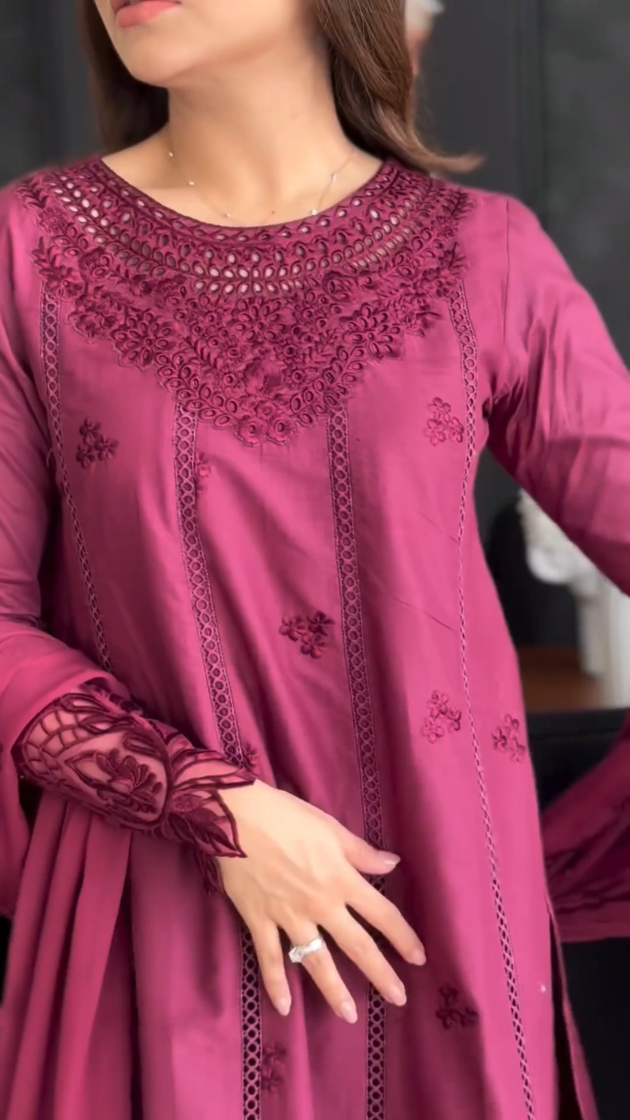 3 Piece Cotton Embroidered Dress - Ruby Grace