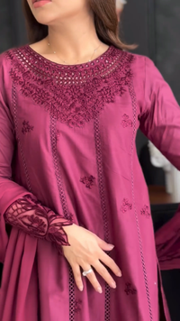 3 Piece Cotton Embroidered Dress - Ruby Grace