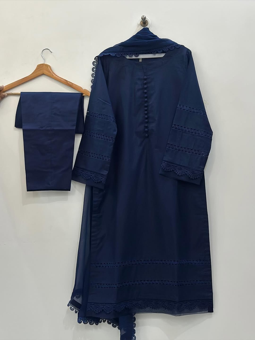 3 Piece Stitched cotton dress - Navy Grace