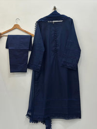 3 Piece Stitched cotton dress - Navy Grace