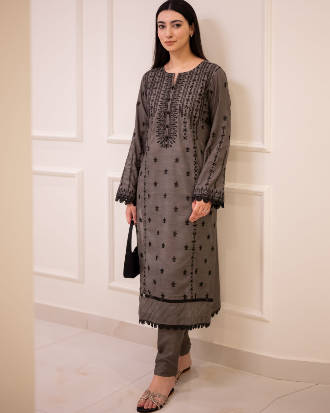 3 Piece cotton embroidered dress - KG-16