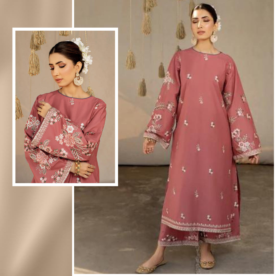 2 Piece Stitched Lawn Embroidered Dress - LP-51